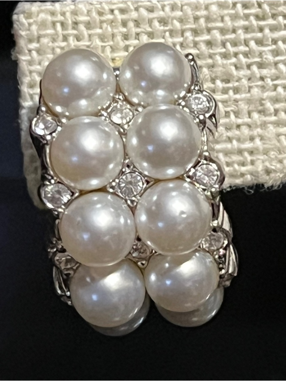 Swarovski Crystals & Pearl Cluster Earrings - Picture 1 of 7